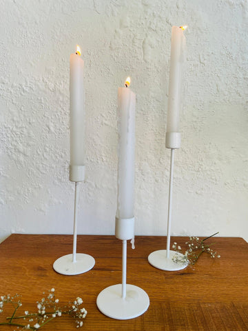 White Contemporary Candle Holders Set of 3 - TesuCandles & Candle Holders