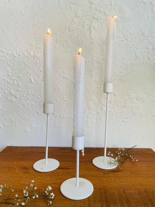 White Contemporary Candle Holders Set of 3 - TesuCandles & Candle Holders