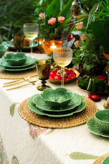 A Tablescape of Greens: Styling with Textured, Handcrafted Tableware
