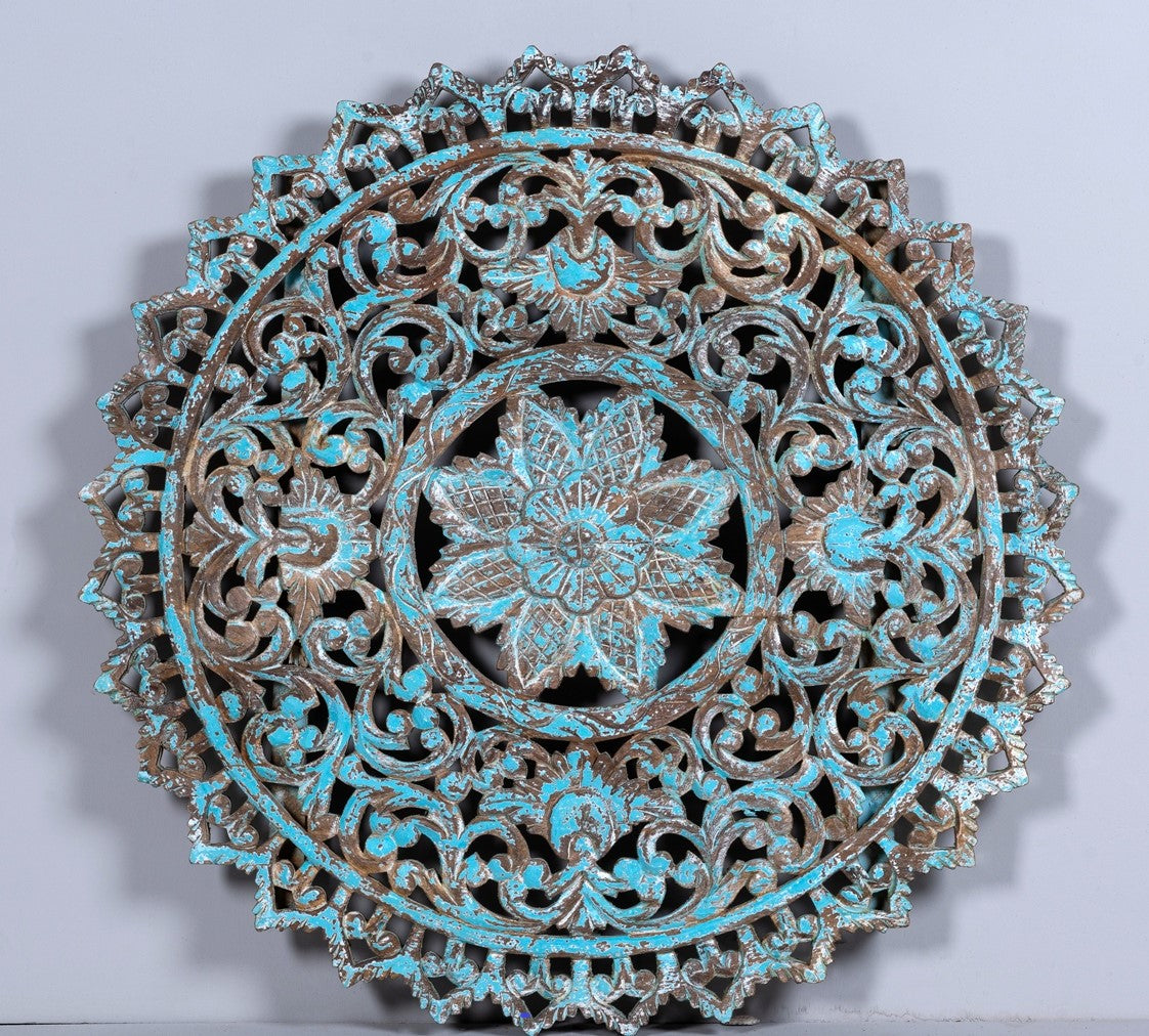 Vintage Carved Turquoise Wall Decor