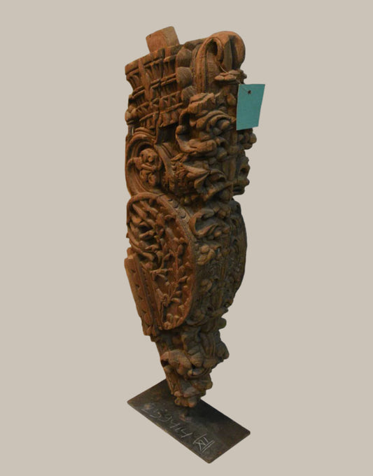 Decorative wooden carvings on a white background