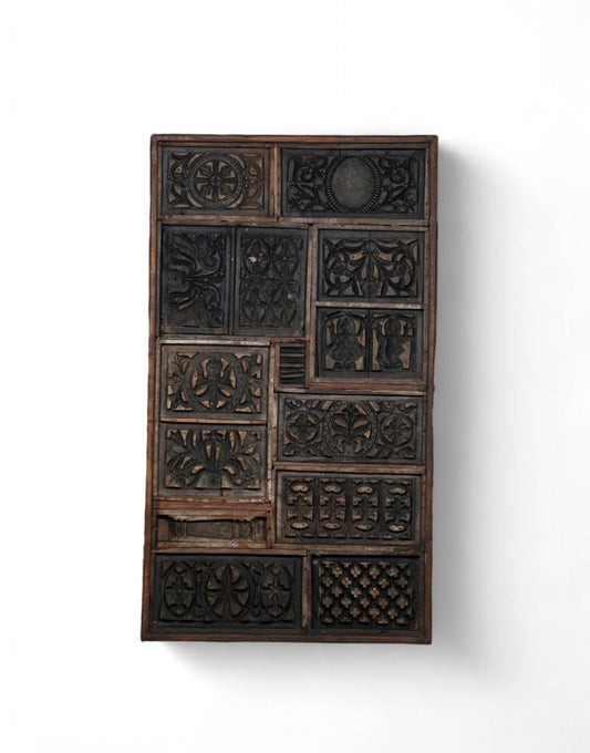 Handcarved Multicolor Wooden Panel