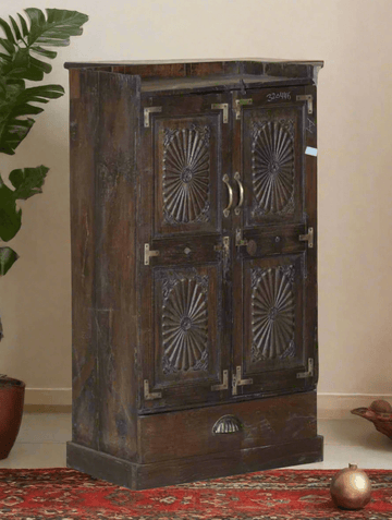 Antique Style Storage Cabinet wth Brass Accents - TESU