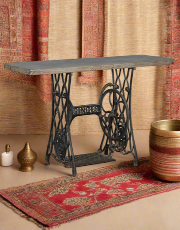 Iron Wood Sewing Machine Console Table