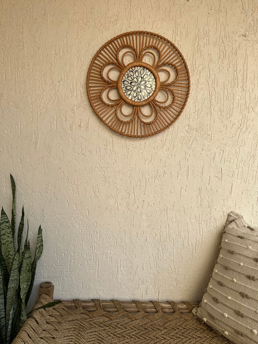 Designer Rattan Wall Decor With Mother of Pearls
