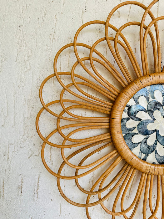 Abstract Designer Rattan Wall Decor With Mother of Pearls
