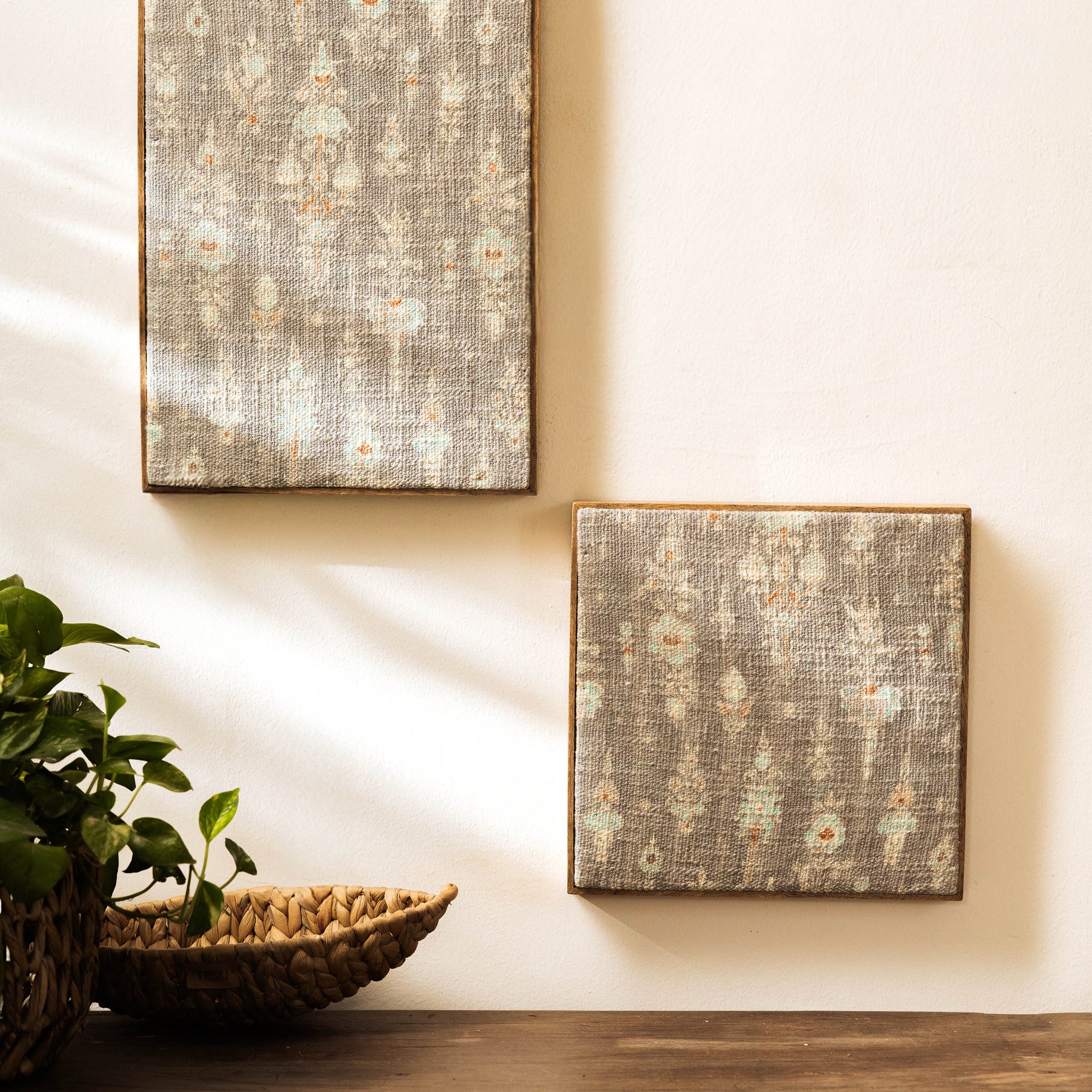 Threaded Treasures Wood and Fabric Wall Decor - Set of 2