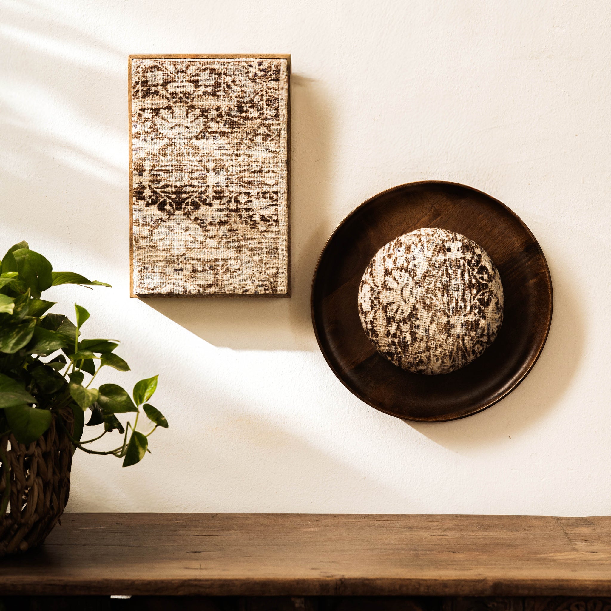 Threaded Treasures Wood and Fabric Wall Decor - Set of 2