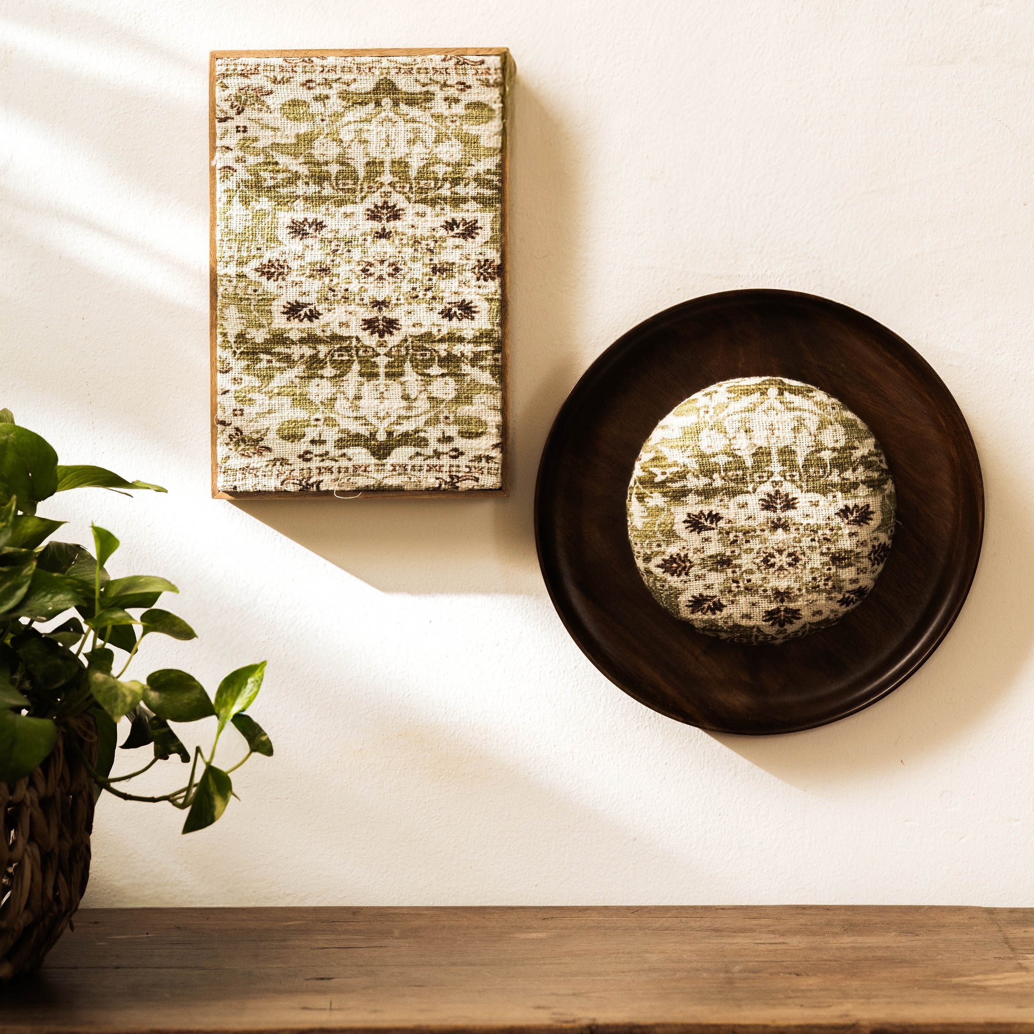 Threaded Treasures Wood and Fabric Wall Decor - Set of 2