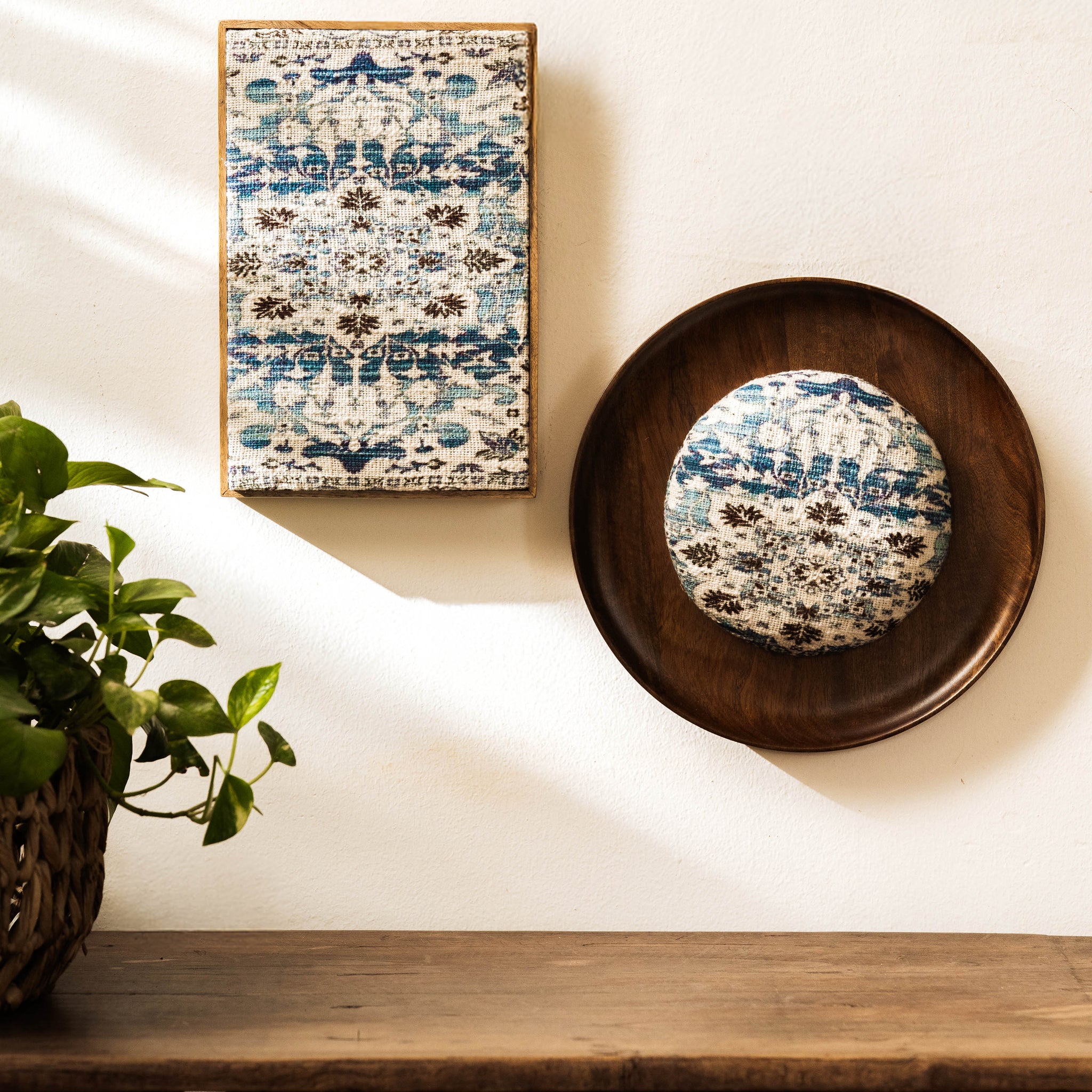 Threaded Treasures Wood and Fabric Wall Decor - Set of 2