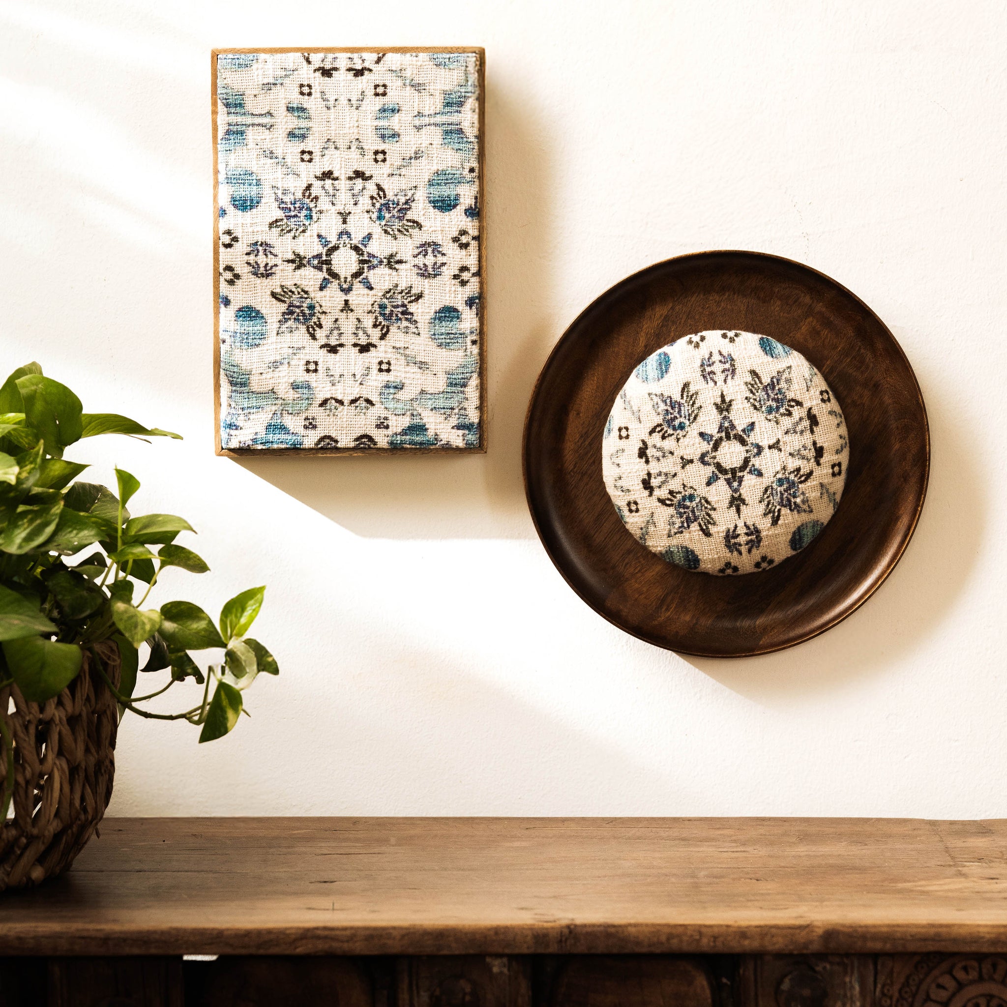 Threaded Treasures Wood and Fabric Wall Decor - Set of 2