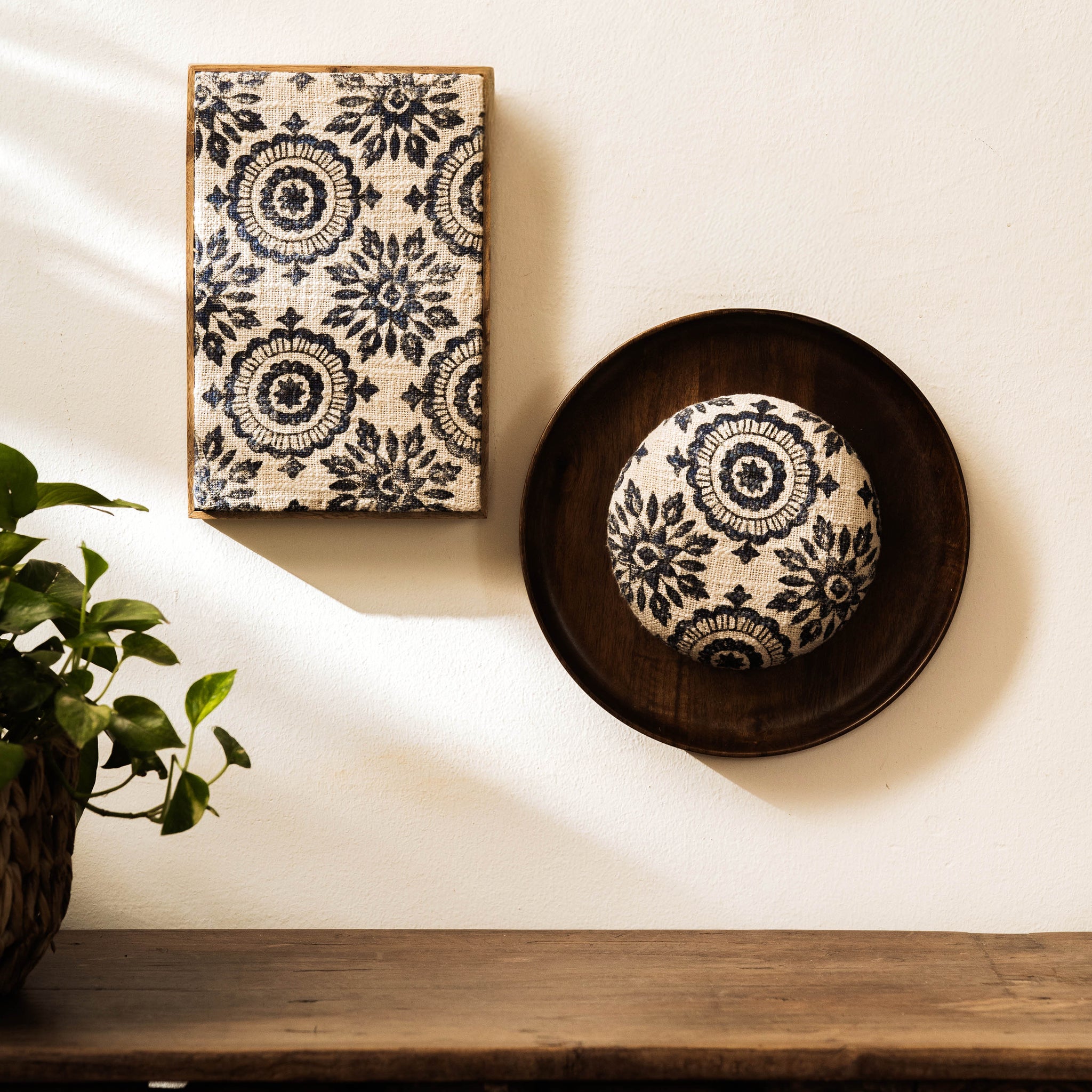 Threaded Treasures Wood and Fabric Wall Decor - Set of 2