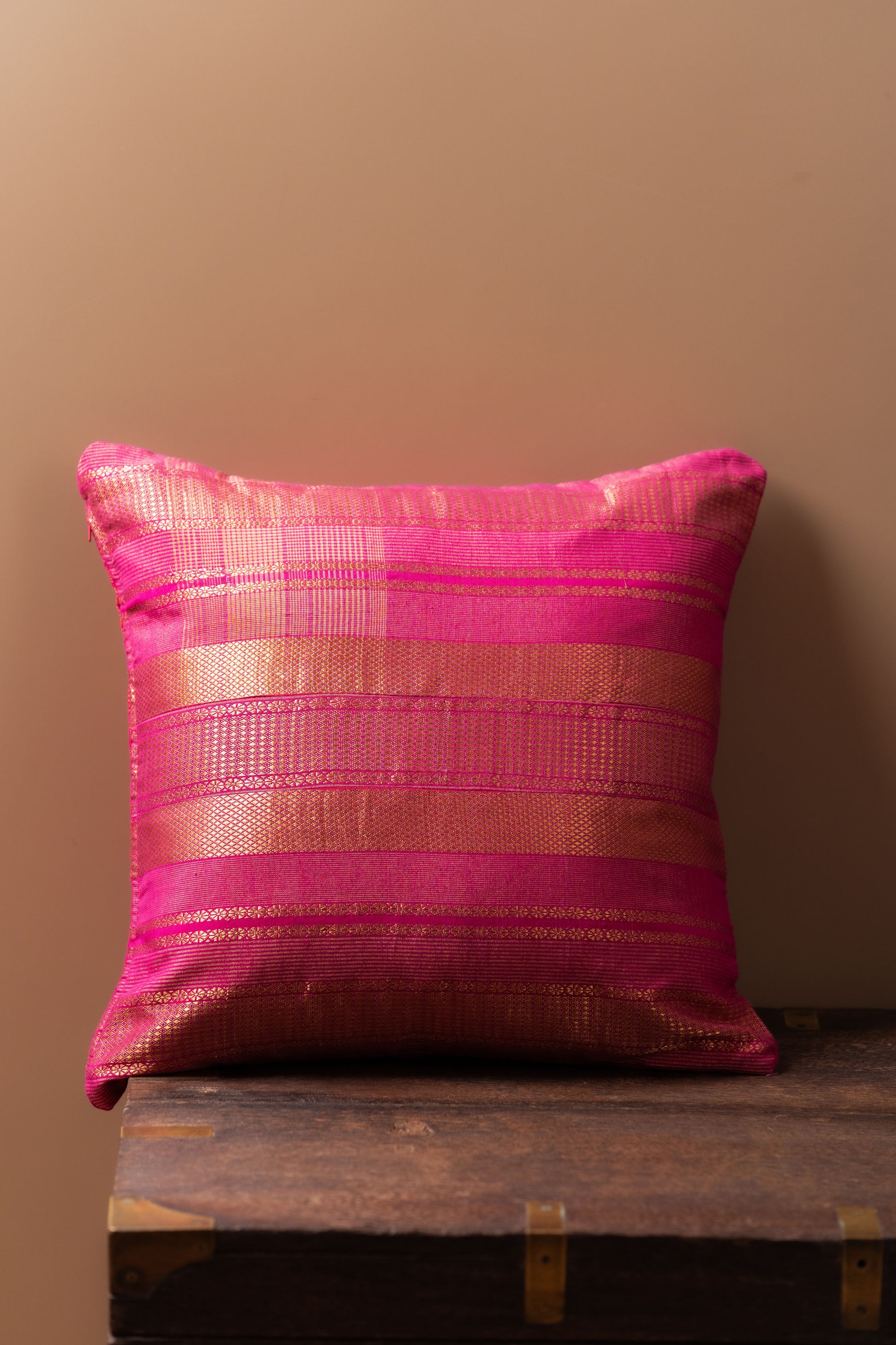 Magenta and gold lumbar cushion cover
Luxurious lumbar pillow
Sophisticated home decor
Broad border cushion cover
Rich magenta fabric
Elegant golden border
Statement piece for sofa
High-quality cushion cover
Comfortable lumbar support
Vibrant colors decor
Chic design cushion
Modern and traditional interiors
Elevate home aesthetics
Stylish accent chair cushion
Decorative lumbar pillow