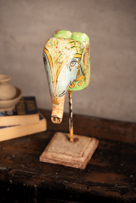 Antique Hand painted Elephant Head Decor
