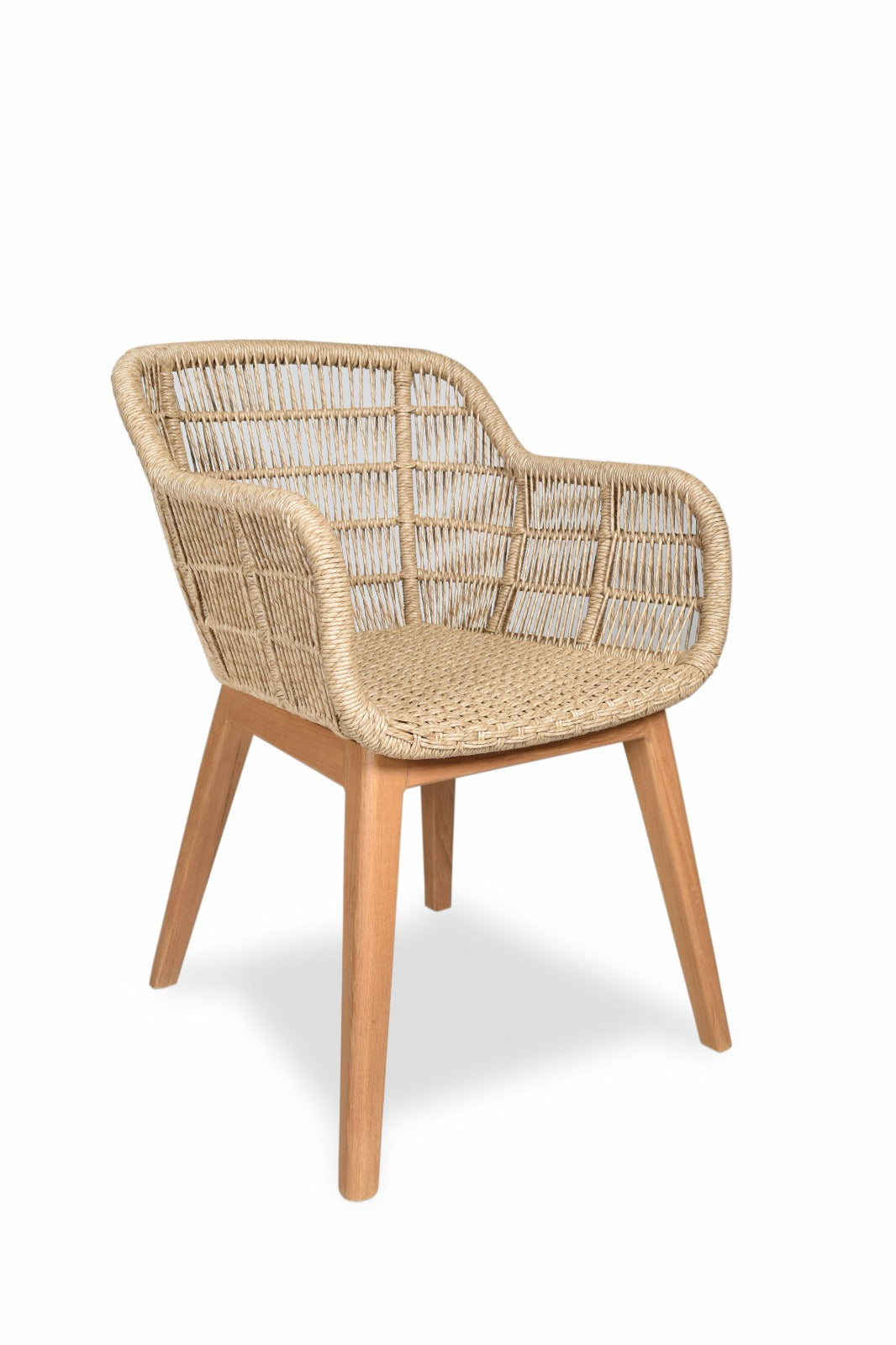 The Nature Weave Chair is a perfect blend of craftsmanship and elegance. Featuring a handwoven rattan seat and backrest, supported by solid teak wood legs, this chair exudes natural beauty and durability.