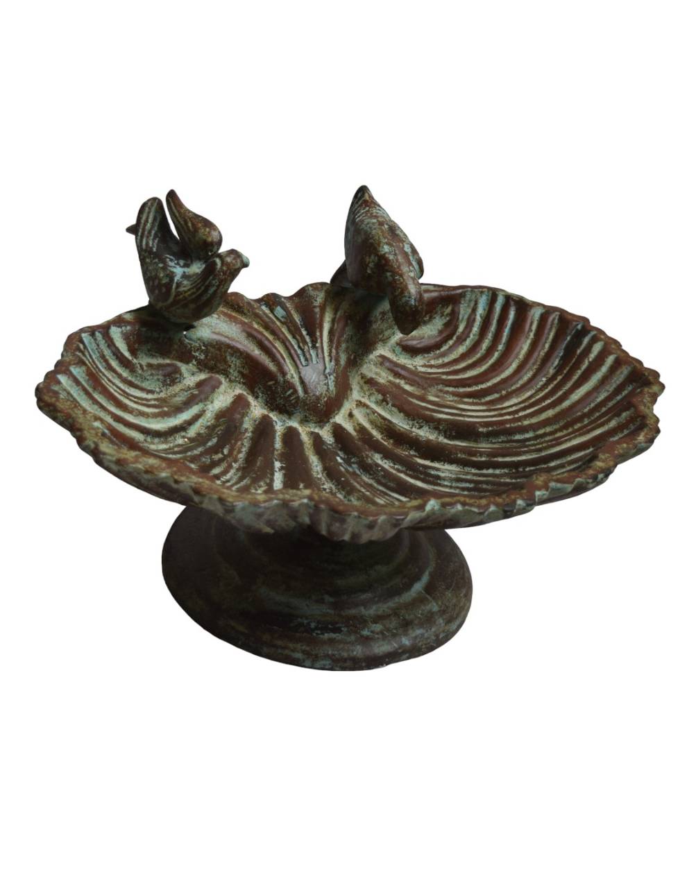 Invite joy to your courtyard with this iron bird feeder, shaped like a leaf and adorned with perched birds—an ode to simple moments and feathered visitors.