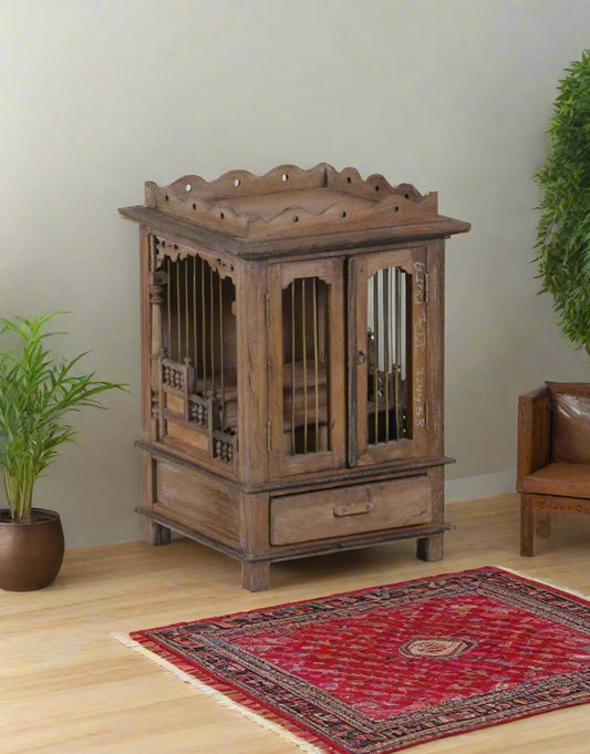 Aaradhya Mandir" — a sacred abode crafted with devotion and precision from premium teak wood.