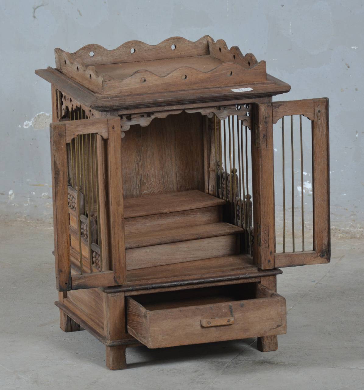 Handcrafted by skilled artisans using traditional wood-carving techniques on seasoned teak wood, inspired by regional dowry chests.Wiping with a soft, dry cloth. Please do not use harsh chemicals or abrasive cleaners.