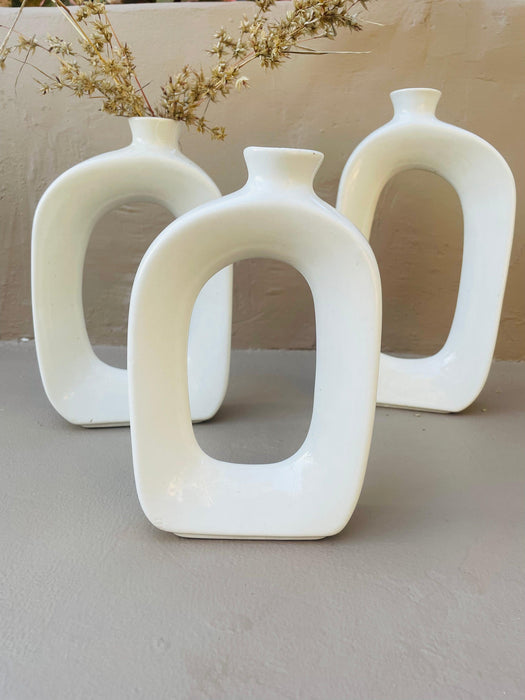 Abstract White Ceramic Vase
