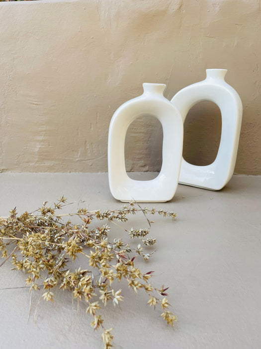 Abstract White Ceramic Vase