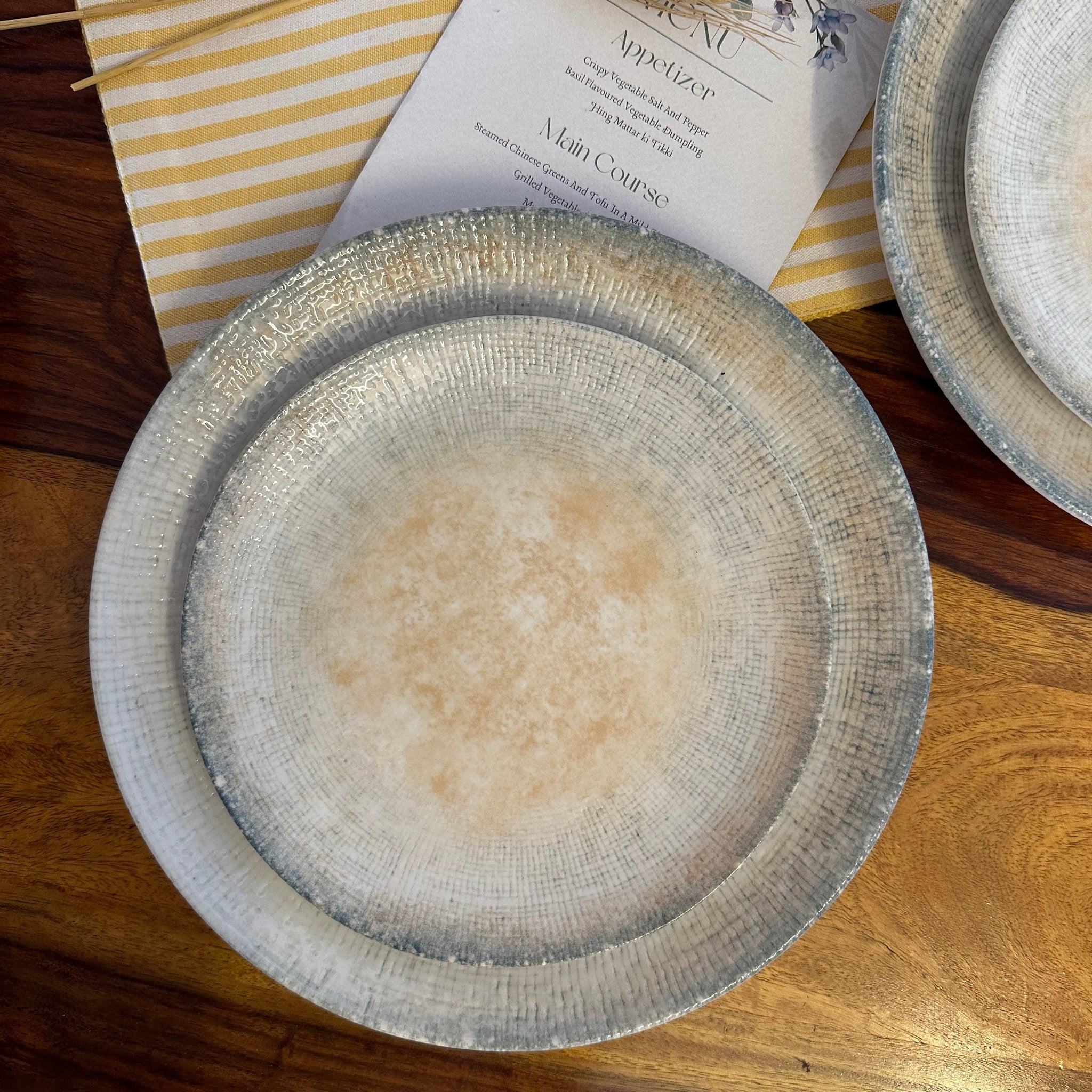 Alacati Turquoise & Beige Dinner Set - 8 Pieces - TESU