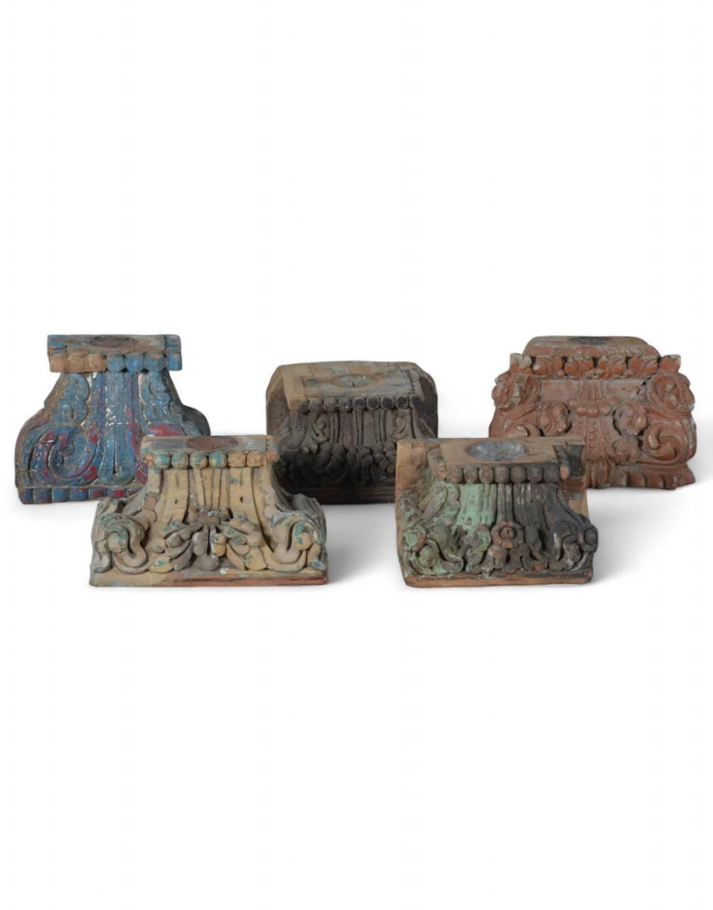 Antique-Inspired Multicoloured Wooden Stand - Assorted - TESU