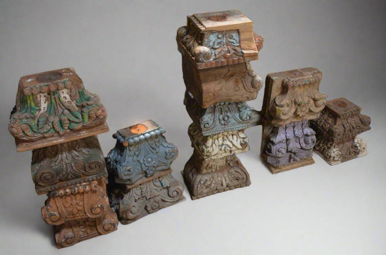 Antique-Inspired Multicoloured Wooden Stand - Assorted - TESU