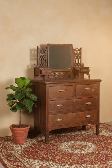Wooden vanity with mirror