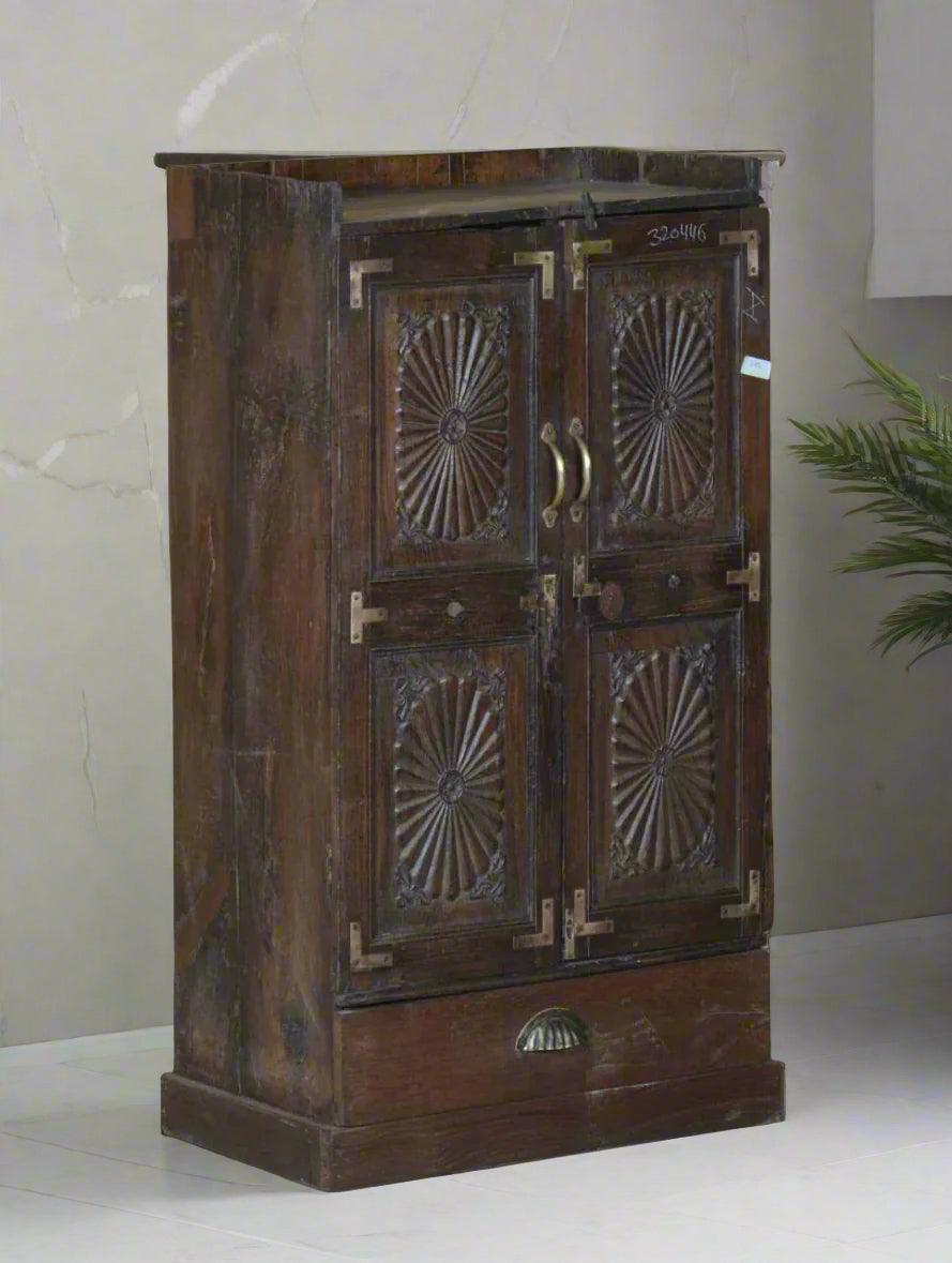 Antique Style Storage Cabinet wth Brass Accents - TESU