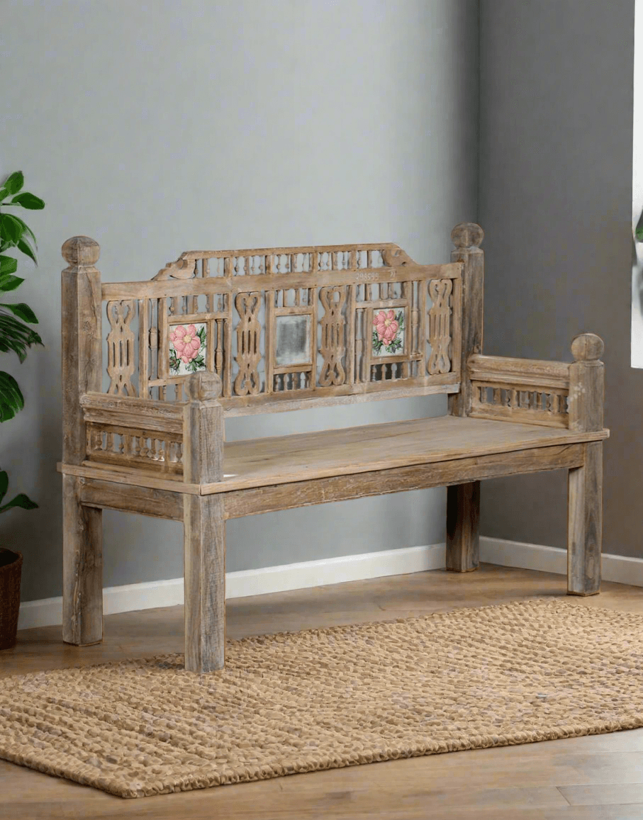 Antique wooden bench handcrafted distressed finish vintage seating – Tesu Furniture & Seating