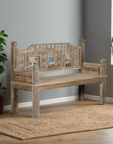 Antique wooden bench handcrafted distressed finish vintage seating – Tesu Furniture & Seating