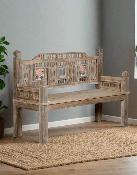 Antique wooden bench handcrafted distressed finish vintage seating – Tesu Furniture & Seating