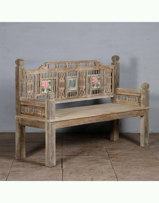 Antique wooden bench styled in rustic living room or entryway – Tesu Furniture & Seating