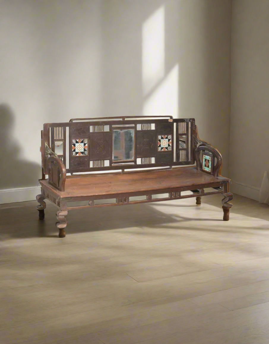Elevate your space with timeless elegance and old-world charm through this Antique Wooden Swing Bench. Handcrafted from premium seasoned teak wood