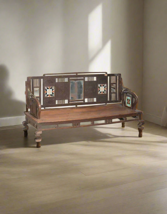 Elevate your space with timeless elegance and old-world charm through this Antique Wooden Swing Bench. Handcrafted from premium seasoned teak wood