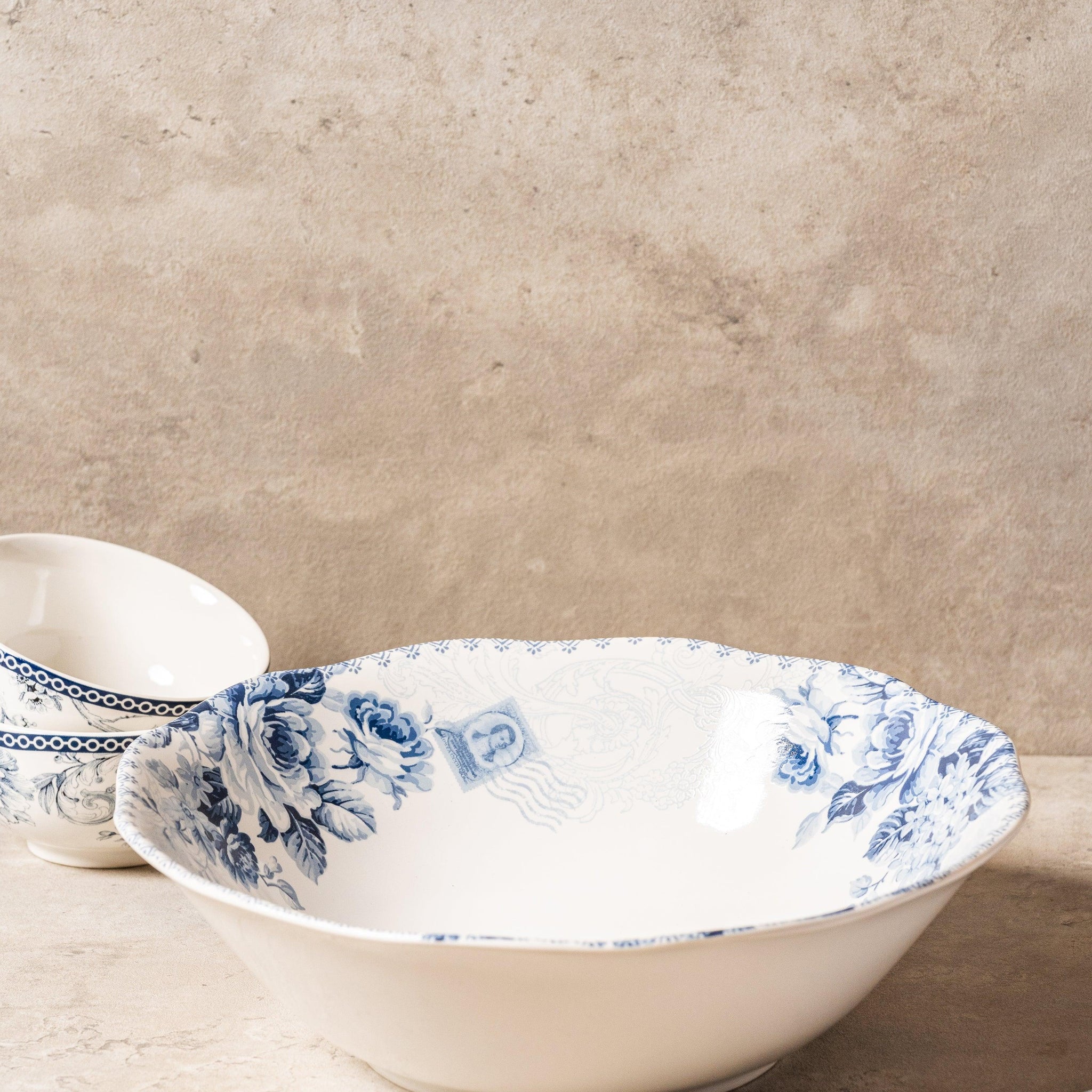 Arezzo Pasta Bowl - Blue and White - TESU