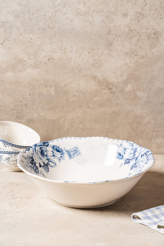 Arezzo Pasta Bowl - Blue and White - TESU