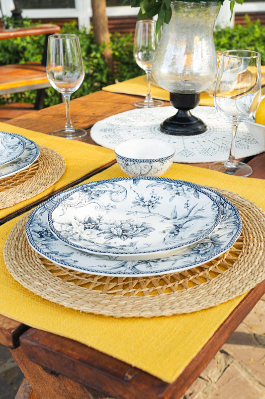 Arezzo Dinner Set - White and Blue - TESU