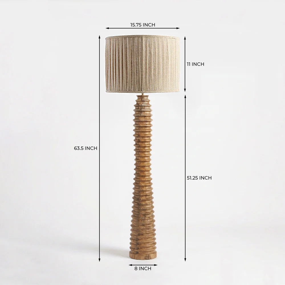 Floor lamp with dimensions labeled on a white background