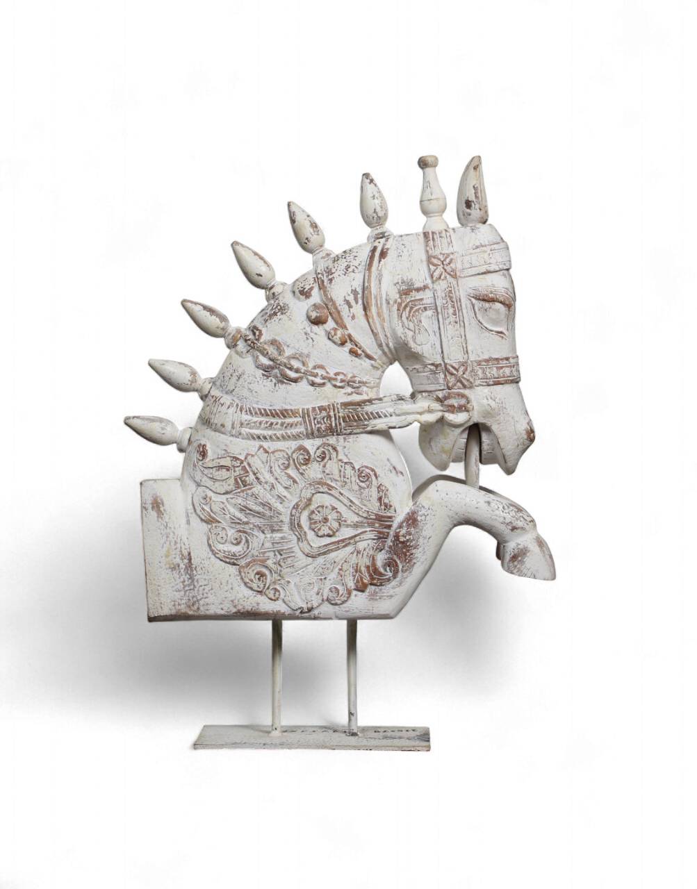 Ashwa Hand-Carved Wooden Bracket crafted from solid wood, featuring intricate traditional carvings and a rich natural finish