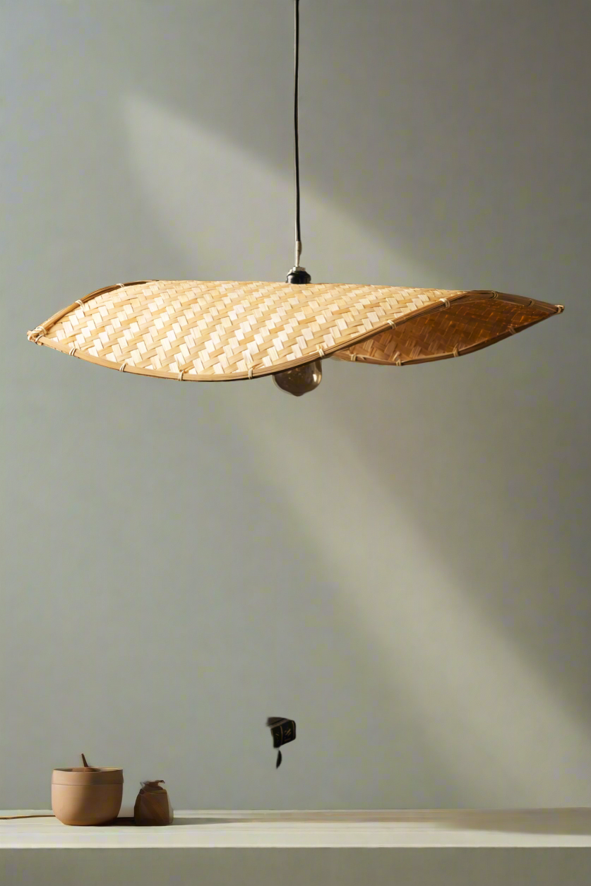 Thin Wavy Bamboo Hanging Lampshade - TESU