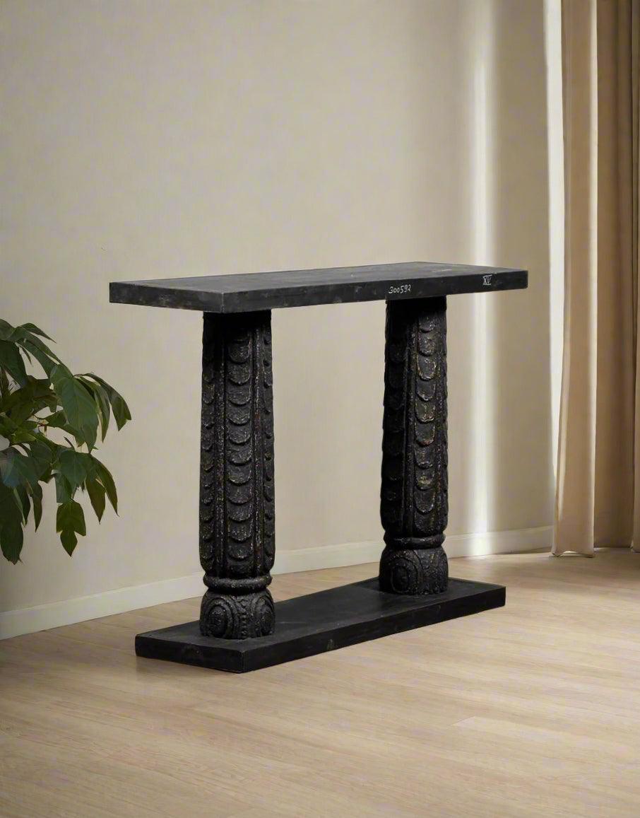 Black Carved Console Table - TESU