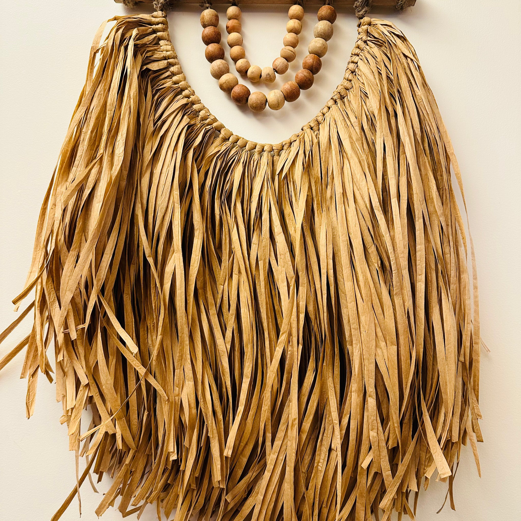 Bohomian Hanging Raffia With Beads Wall Decor - TESU