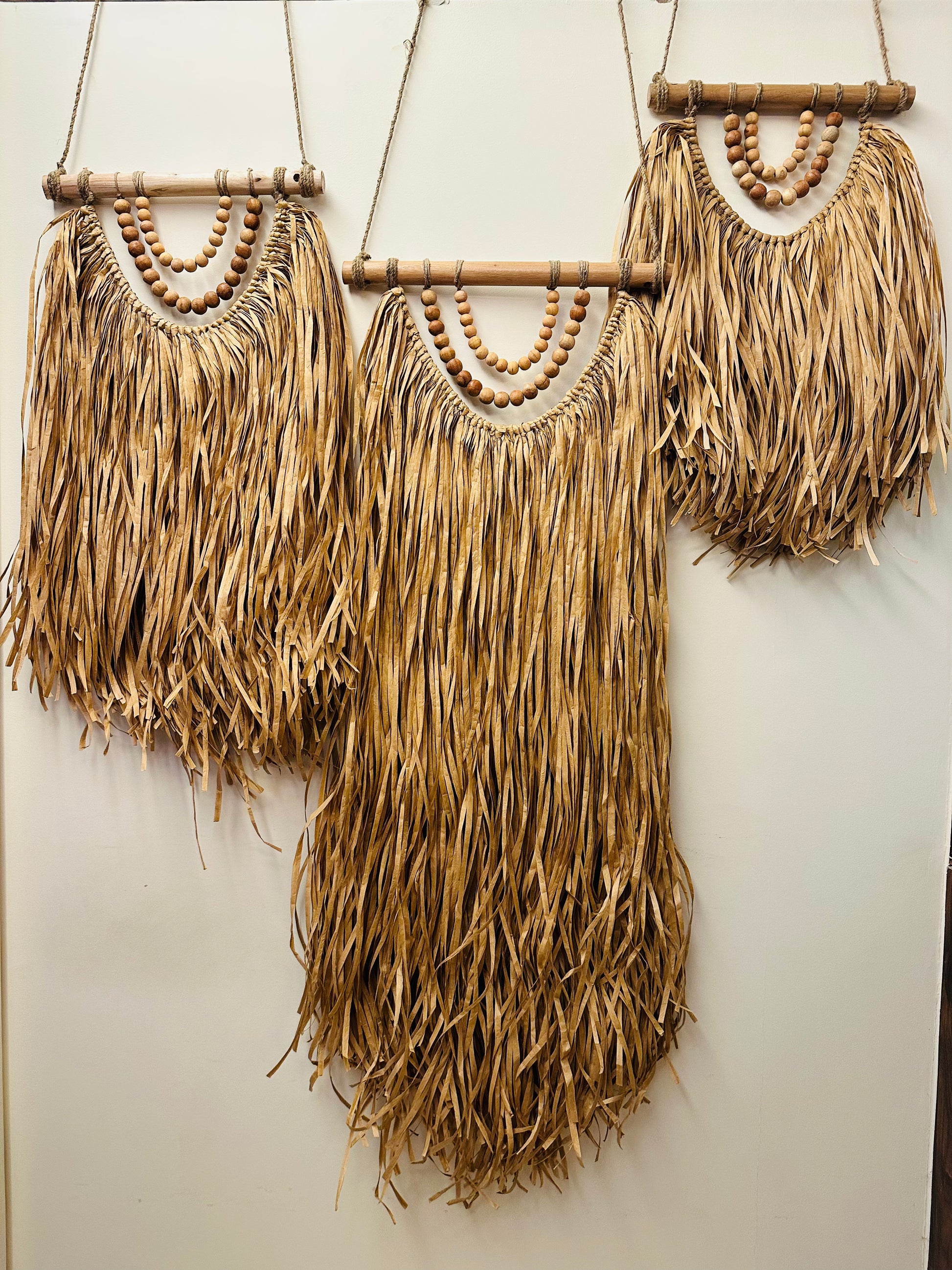 Bohomian Hanging Raffia With Beads Wall Decor - TESU