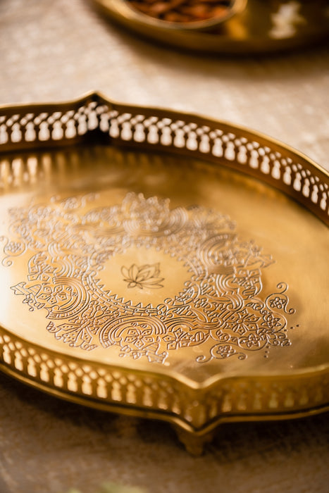 Brass Embossed Oval Platter