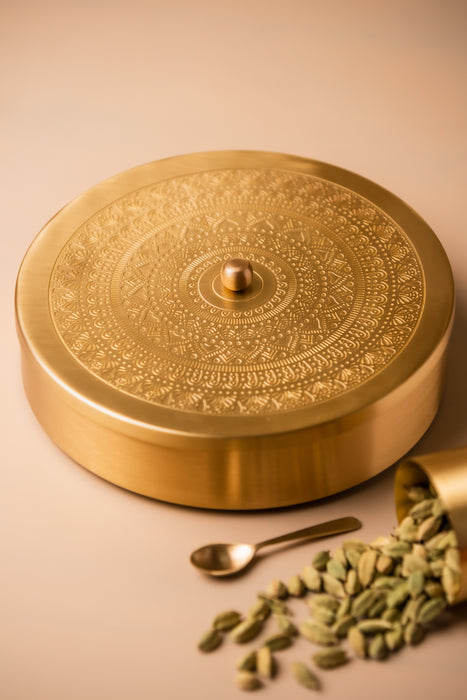 Brass Engraved Masala Box