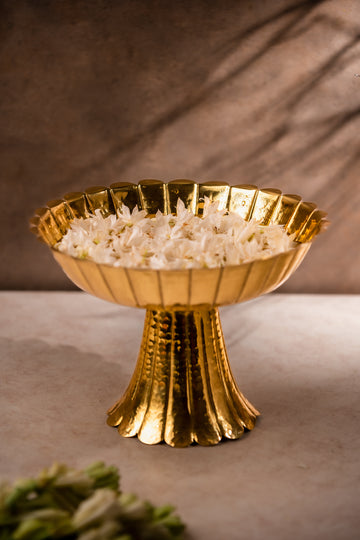 Brass Serving Platter With Stand - TESU