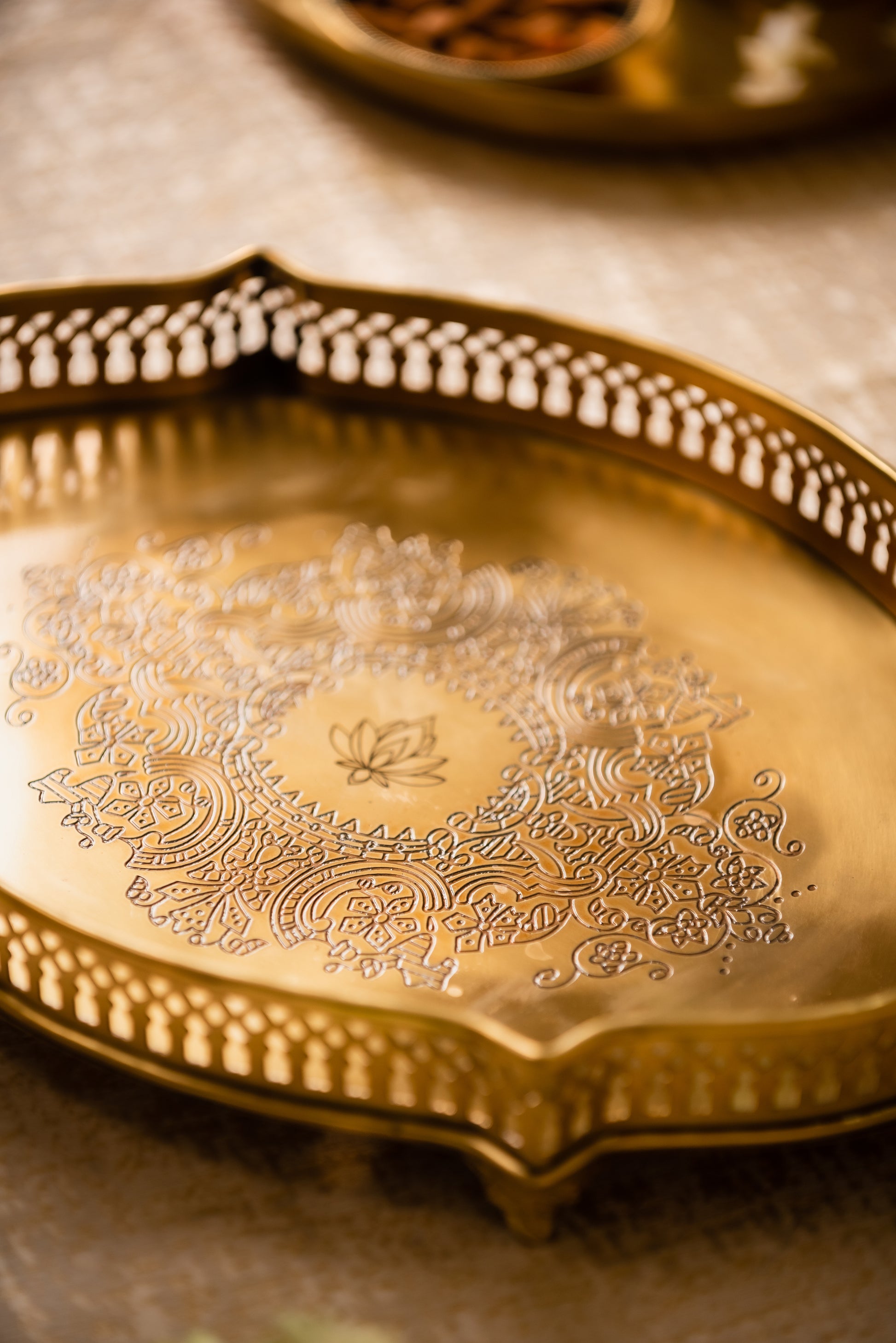 Brass Embossed Oval Platter - TESU