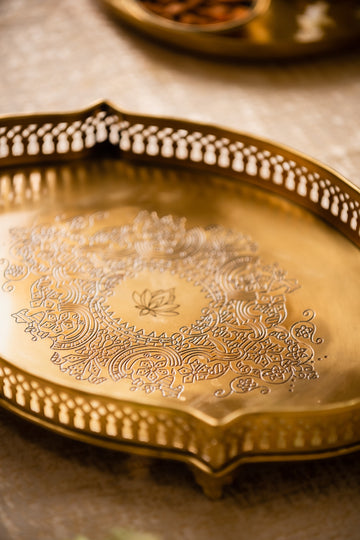 Brass Embossed Oval Platter - TESU