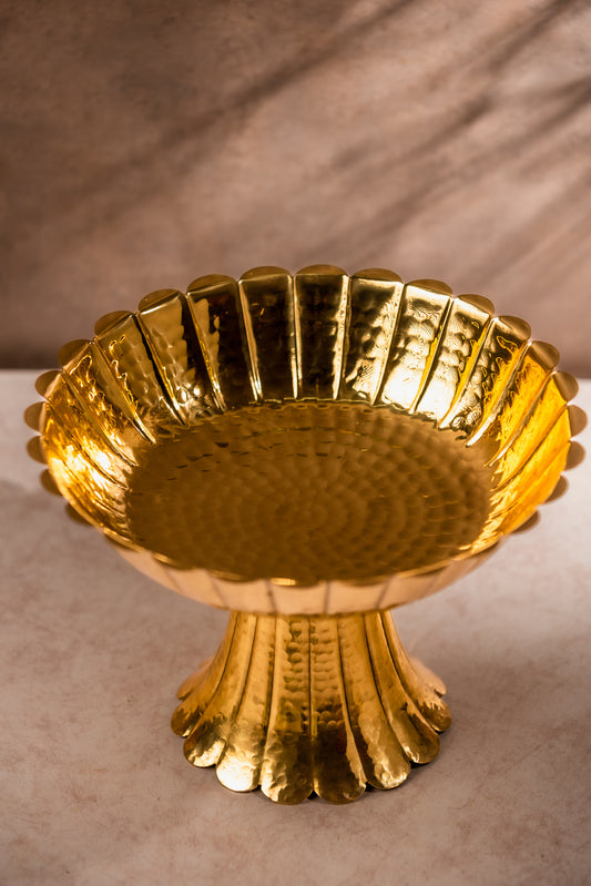 Brass Serving Platter With Stand - TESU